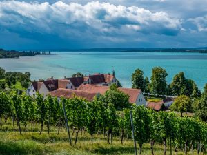 Vue sur le lac de Constance depuis l'Aussichtsterrasse Wallfahrtskirche de Birnau