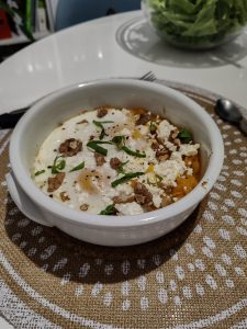 Recette d'œuf cocotte à la butternut, feta et noix